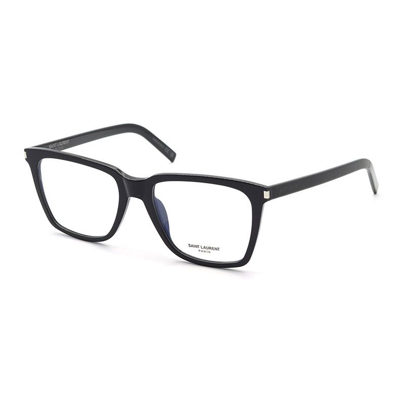 Saint Laurent Sunglasses Square Full Rim, Black Frame And Clear Blue Light